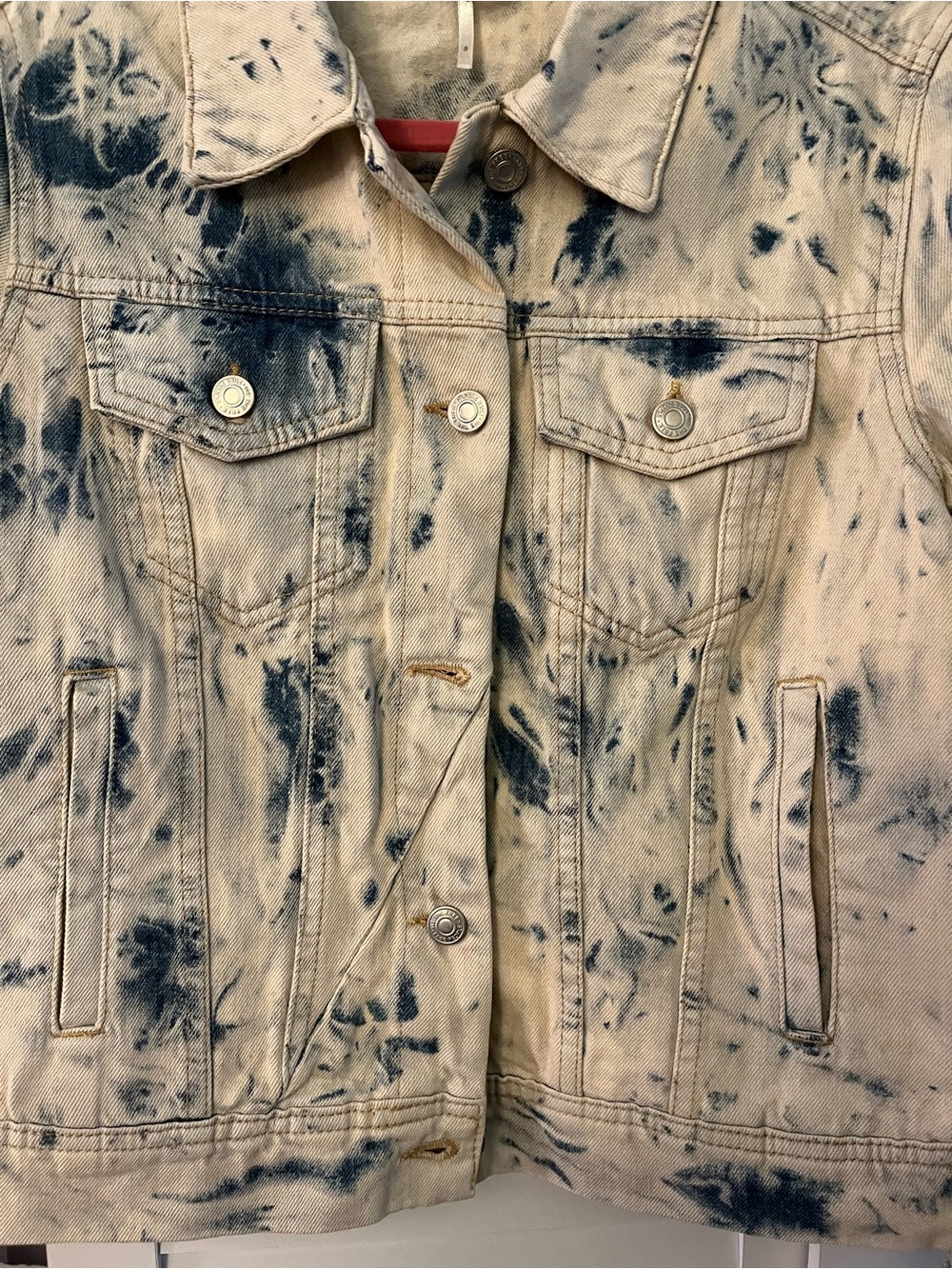Free People Jones Tie-Dye Wash Blue Size S Jeans Jacket